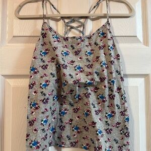 Aeropostale Floral Camisole - Gray with Blue and Purple